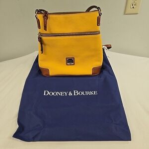 Dooney & Bourke Pebble Grain Leather Crossbody Shoulder Bag Yellow Gold